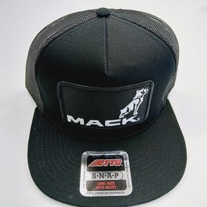 Black Flatbill Mesh Snapback Mack Trucks Patch Hat